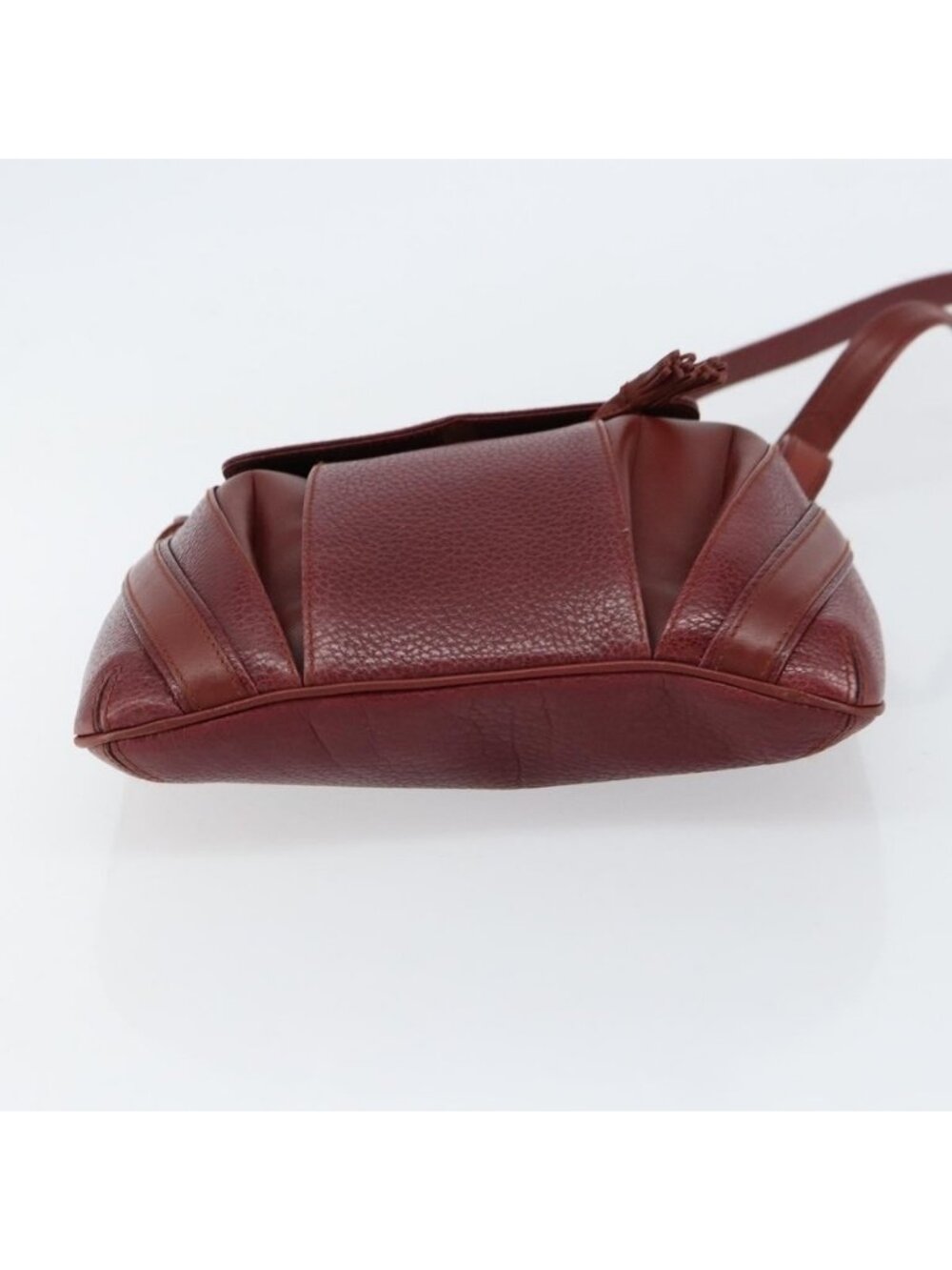Authentic CARTIER Shoulder Bag Leather Bordeaux Gold - Picture 12 of 16